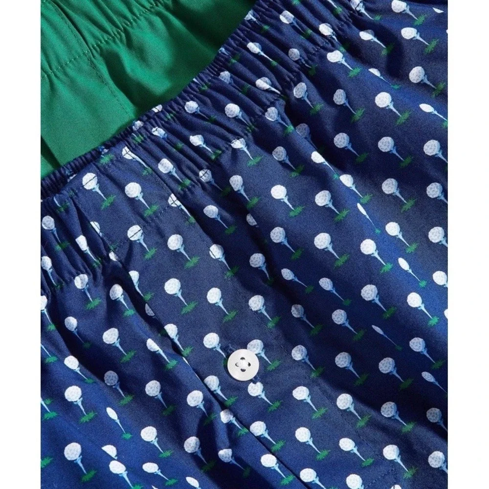 Club Room Men's 2-Pk. Regular-Fit Cotton Themed Boxers Blue Green Multi-Large